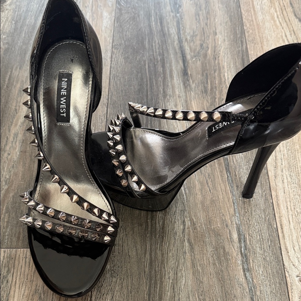 Nine West Black Patent Studded Heels